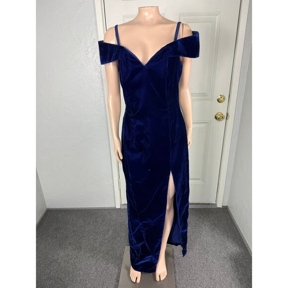 Vintage 90s 80s Roberta Women's Dress 7/8 Off Shoulder Prom Evening Velvet KK18 - Picture 1 of 7